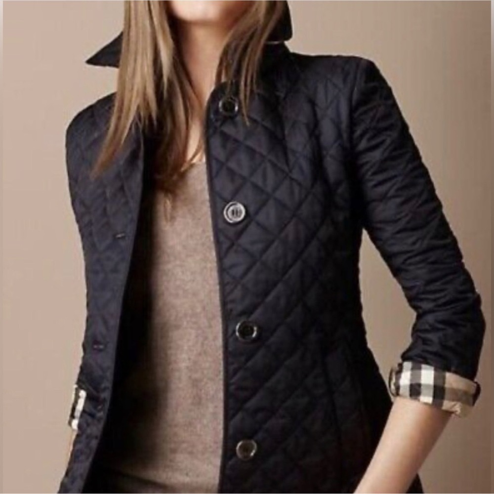 Authentic & EUC - like new Burberry Brit classic Diamond Quilted Jacket Coat L